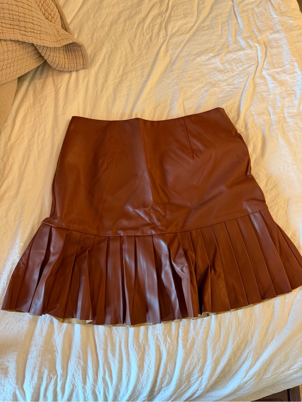 HAVE Rust Brown Faux Leather Skirt